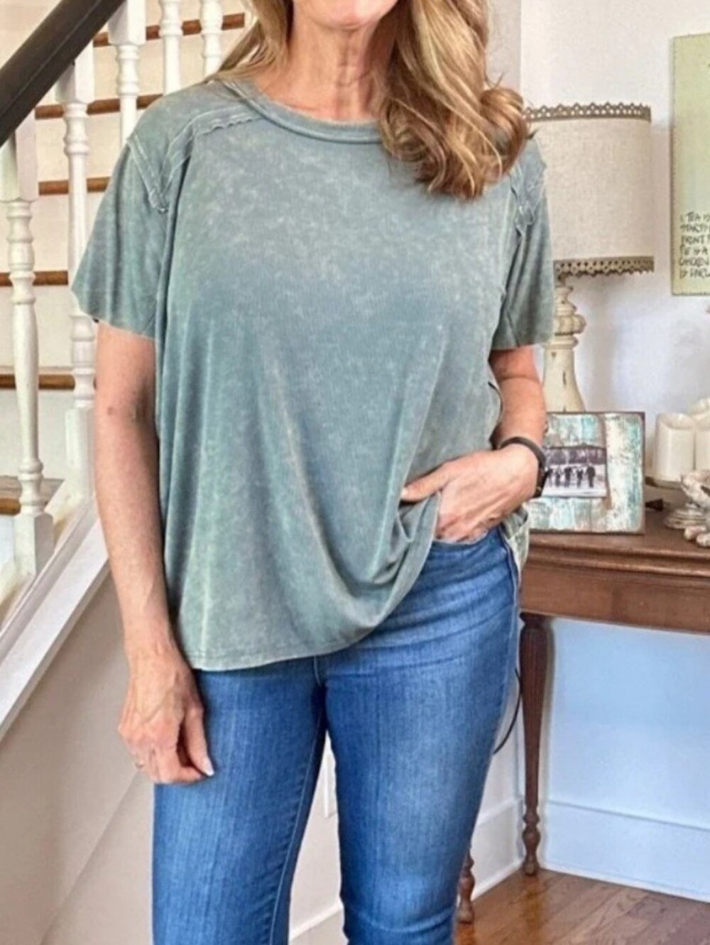 Zenana Ash Jade Rayon/span Top